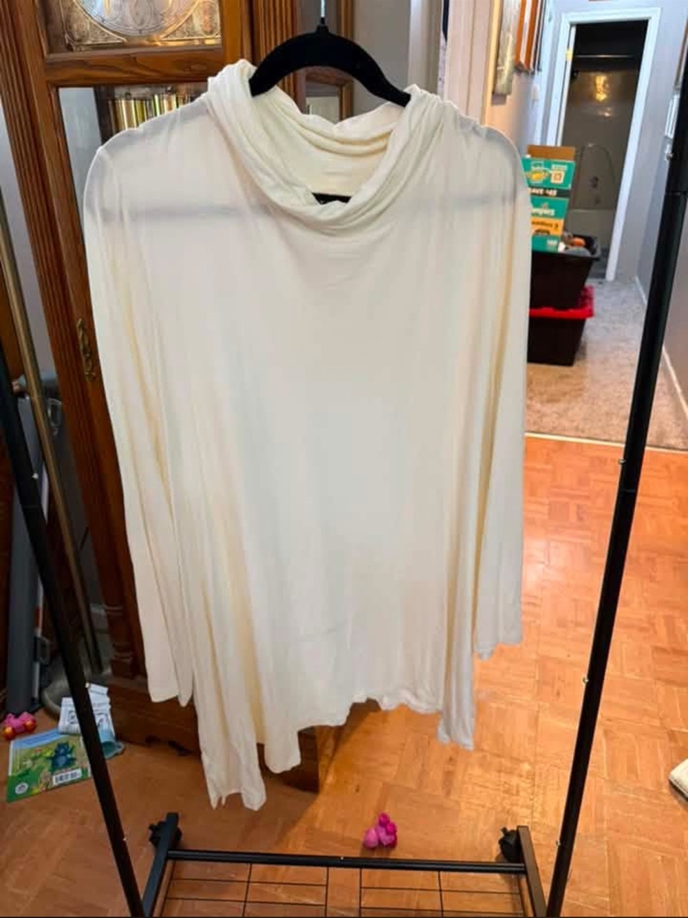 Catherines Ivory Draped Cowl-Neck Long Sleeve Top